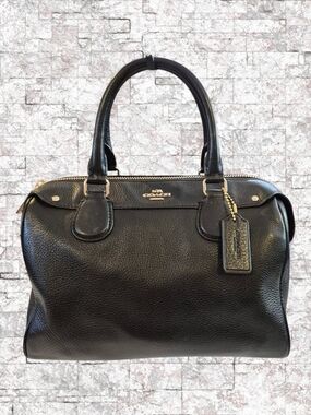 Coach Black Pebbled Leather Rowan Satchel Bag